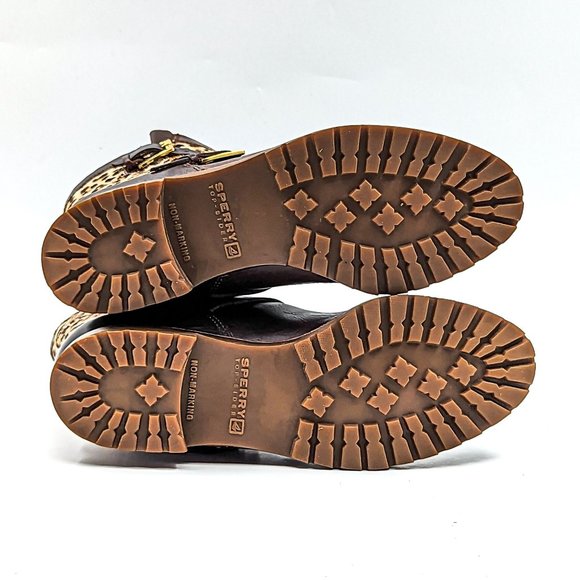 Sperry Women Stark Cheetah Buckle Brown Leather Ankle Boots Size 6.5 - Picture 3 of 12